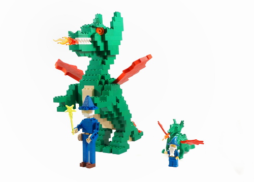 Dragon Sculpture and Majisto with Minifigure versions