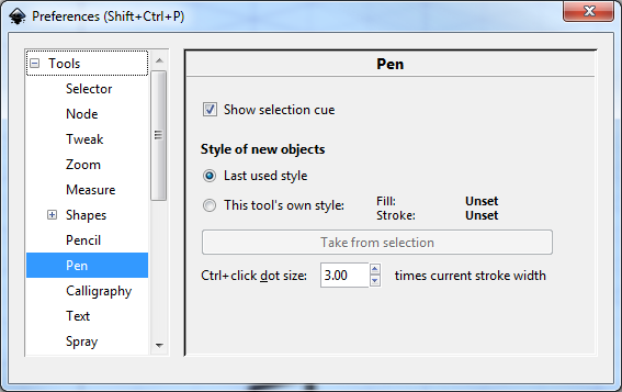 Figure 9: Pen Preferences