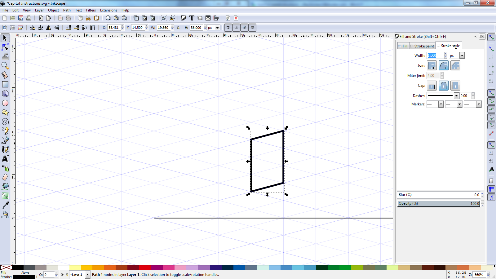 Figure 8: Bezier (path) setup