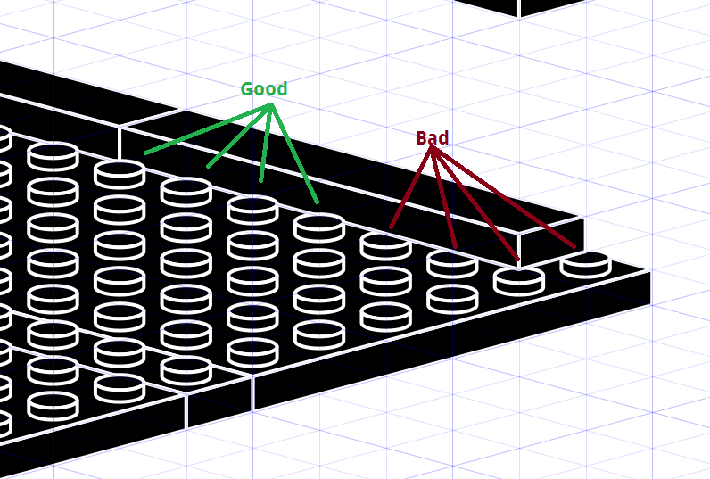 Figure 22: Make sure to layer lower-but-closer studs properly