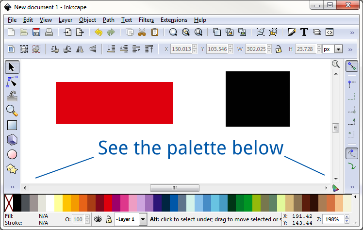 The palette seen in Inkscape