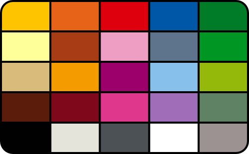 Some of the available colors in the palette