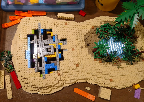 Top-down view of the dune in progress